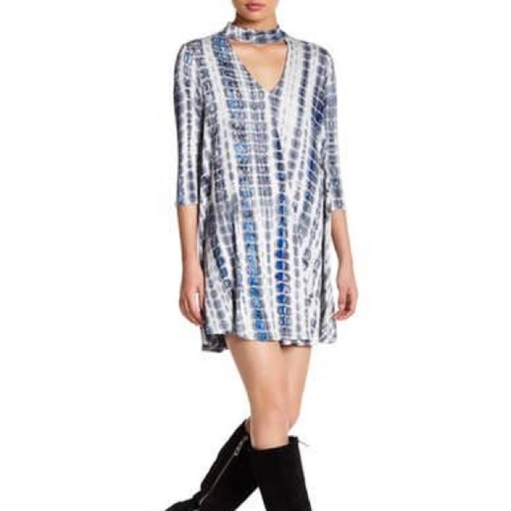 Blue and White Women's Tunic Top